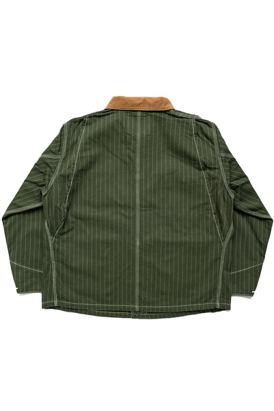Pinstripe Chore Jacket - Dark Green