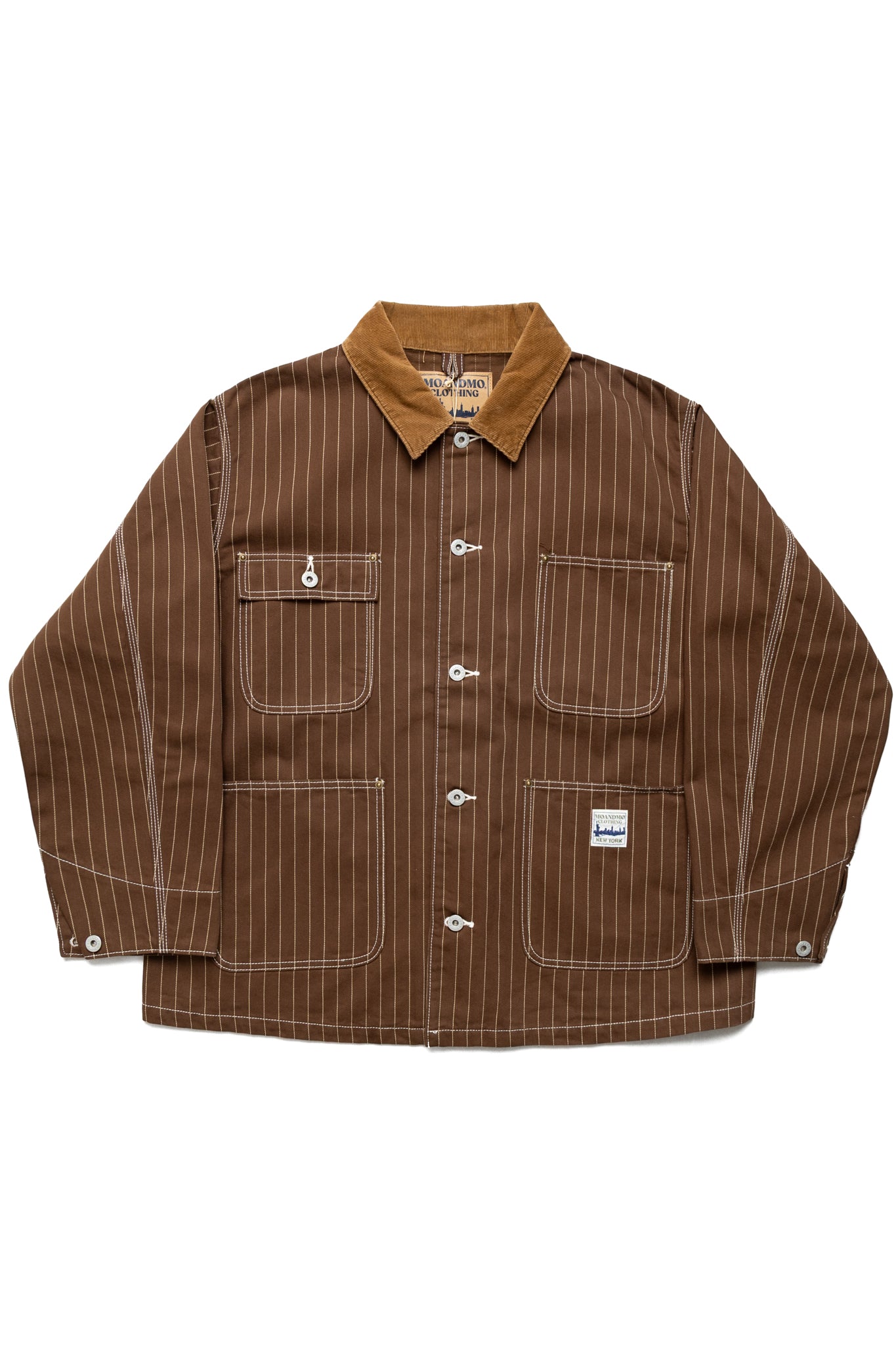 Pinstripe Chore Jacket - Brown