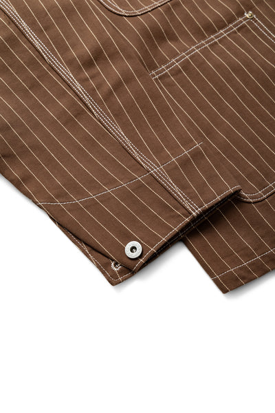 Pinstripe Chore Jacket - Brown