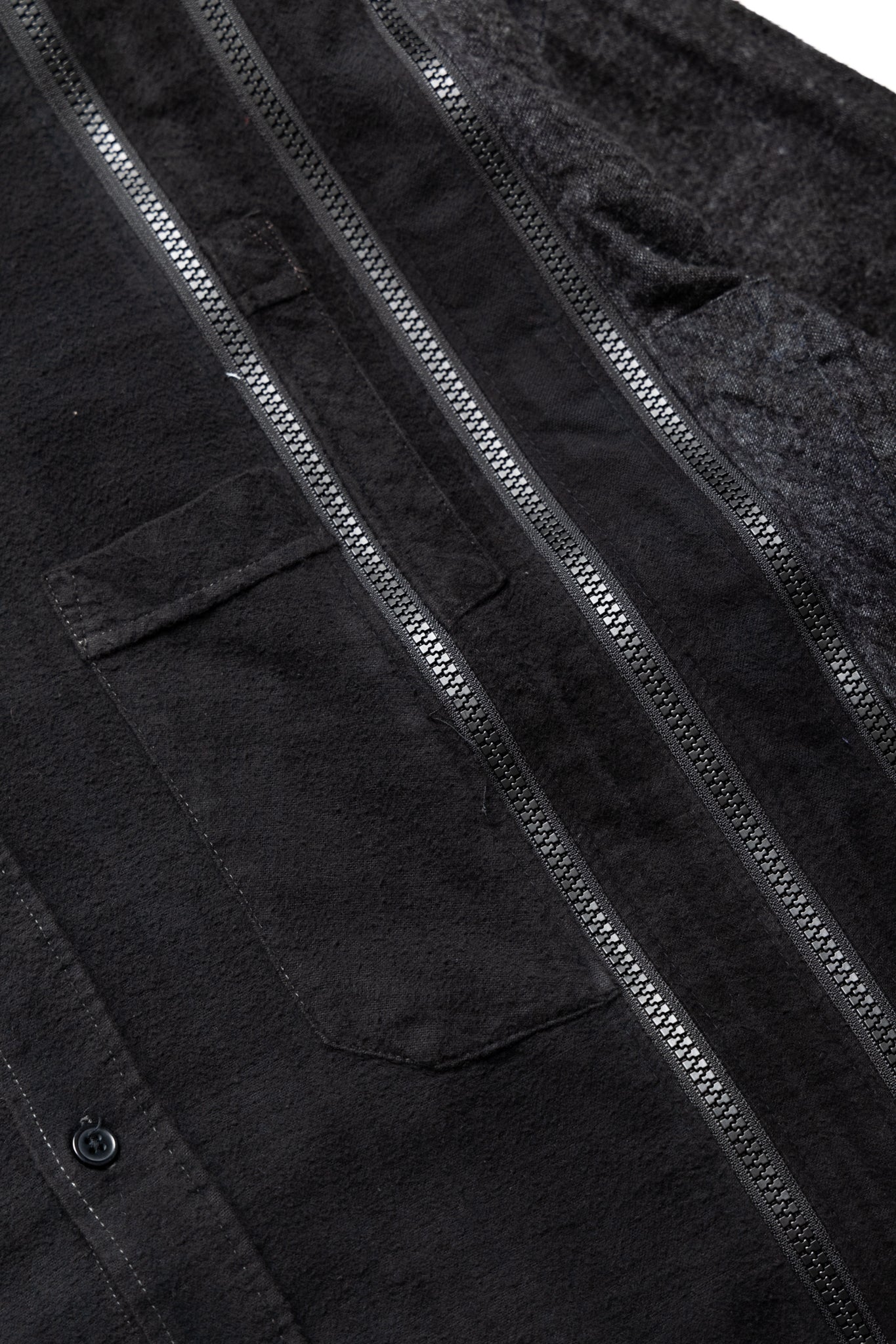 [Rebuild by Needles] Flannel Shirt -> 7 Cuts Zipped Wide Shirt Over Dye - Black