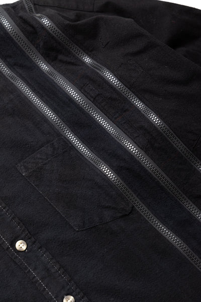 [Rebuild by Needles] Flannel Shirt -> 7 Cuts Zipped Wide Shirt Over Dye - Black