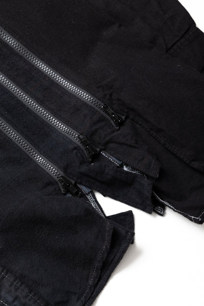 [Rebuild by Needles] Flannel Shirt -> 7 Cuts Zipped Wide Shirt Over Dye - Black