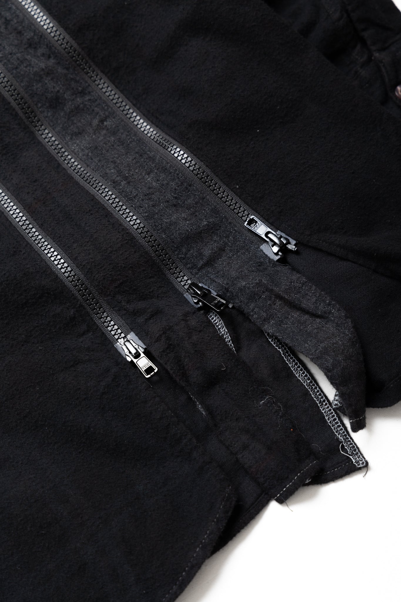 [Rebuild by Needles] Flannel Shirt -> 7 Cuts Zipped Wide Shirt Over Dye - Black