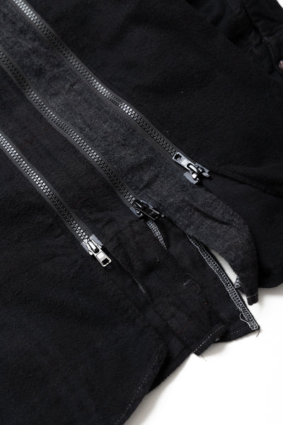 [Rebuild by Needles] Flannel Shirt -> 7 Cuts Zipped Wide Shirt Over Dye - Black