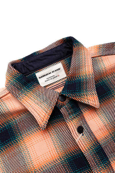 Indigo Rope Dyed Heavy Flannel Shirt - Pink