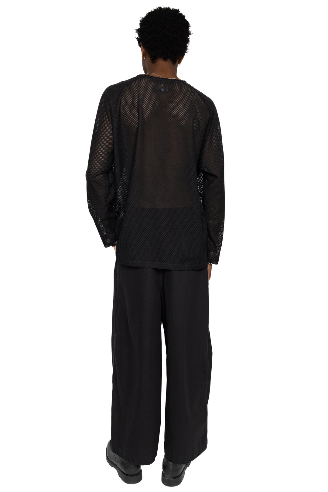 NEEDLES L/S U-Neck Tee Geometric Raschel Lace - Black – BLUE IN