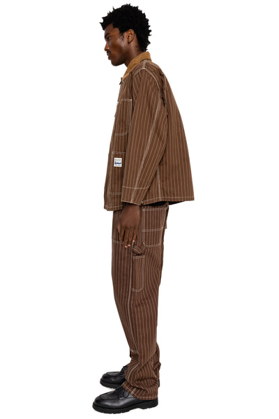 Pinstripe Chore Jacket - Brown
