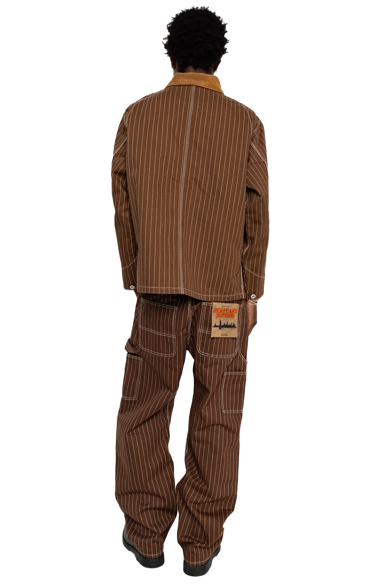 Pinstripe Chore Jacket - Brown