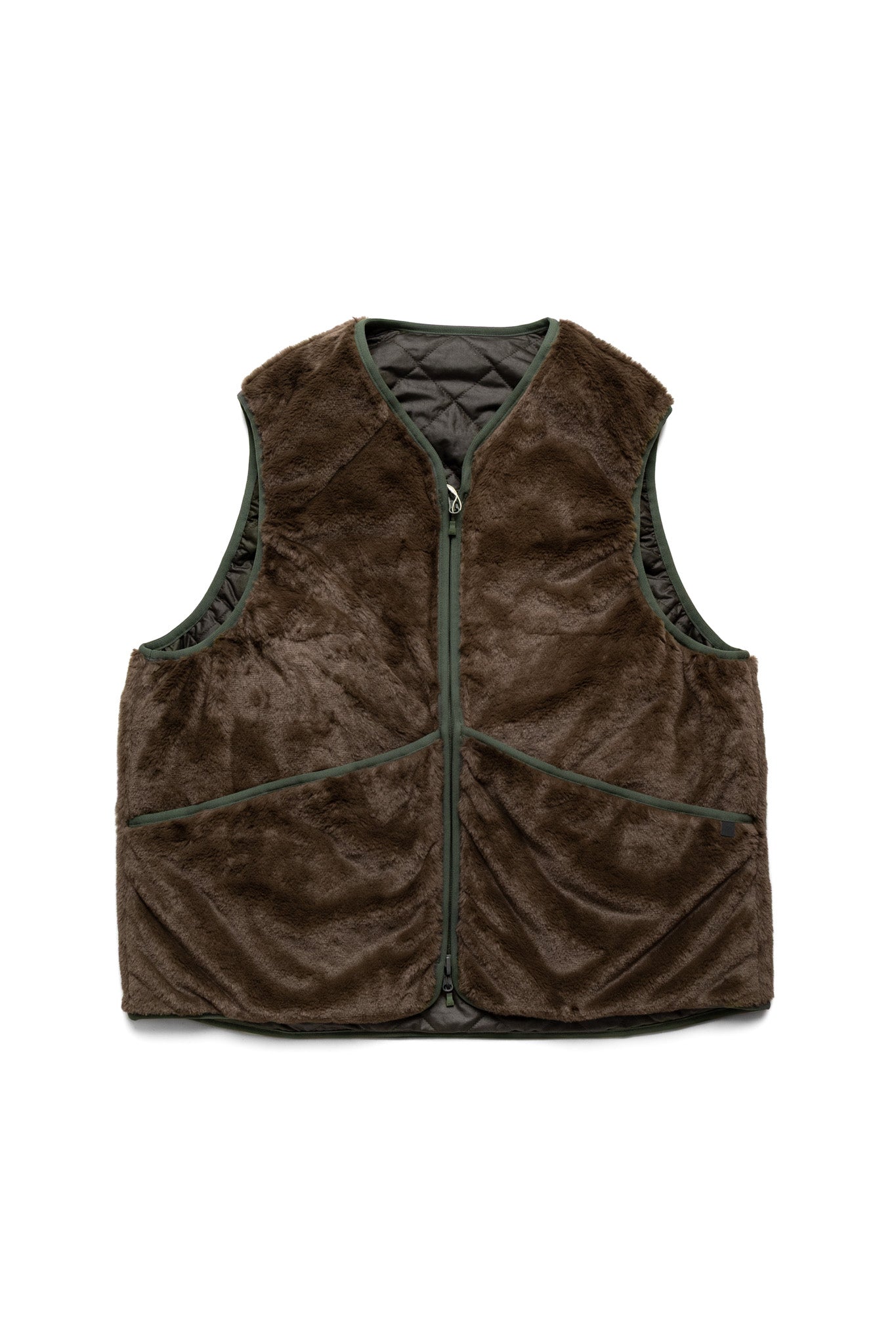Tech Reversible British Hunter Fur Vest - Brown Khaki