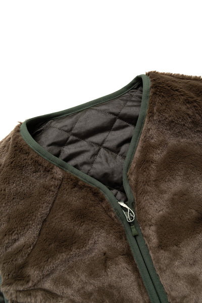 Tech Reversible British Hunter Fur Vest - Brown Khaki