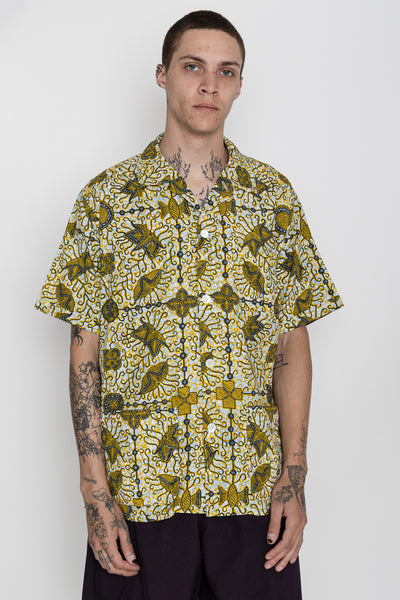 Beach Shirt Jacket Cotton Rayon Batik Print - White
