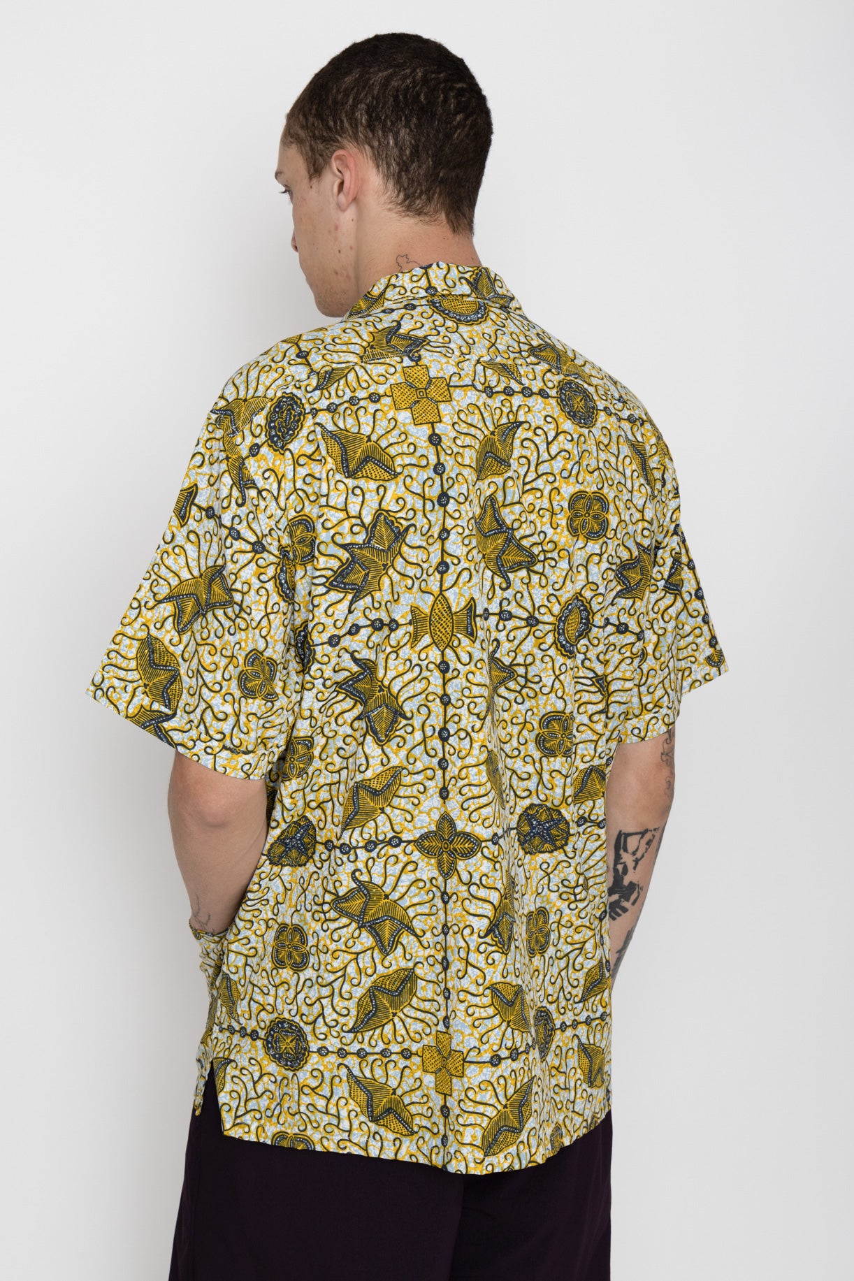 Beach Shirt Jacket Cotton Rayon Batik Print - White