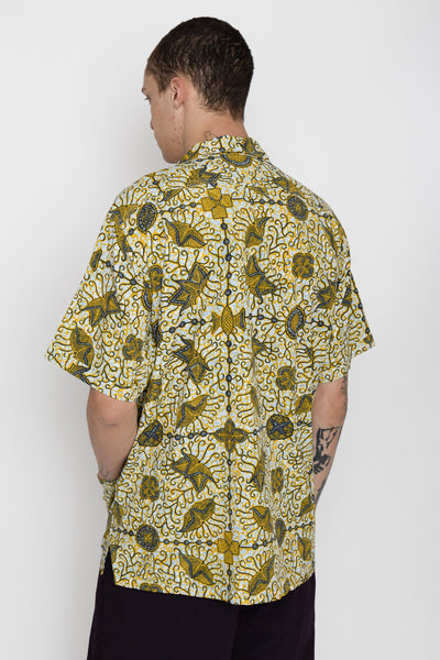 Beach Shirt Jacket Cotton Rayon Batik Print - White