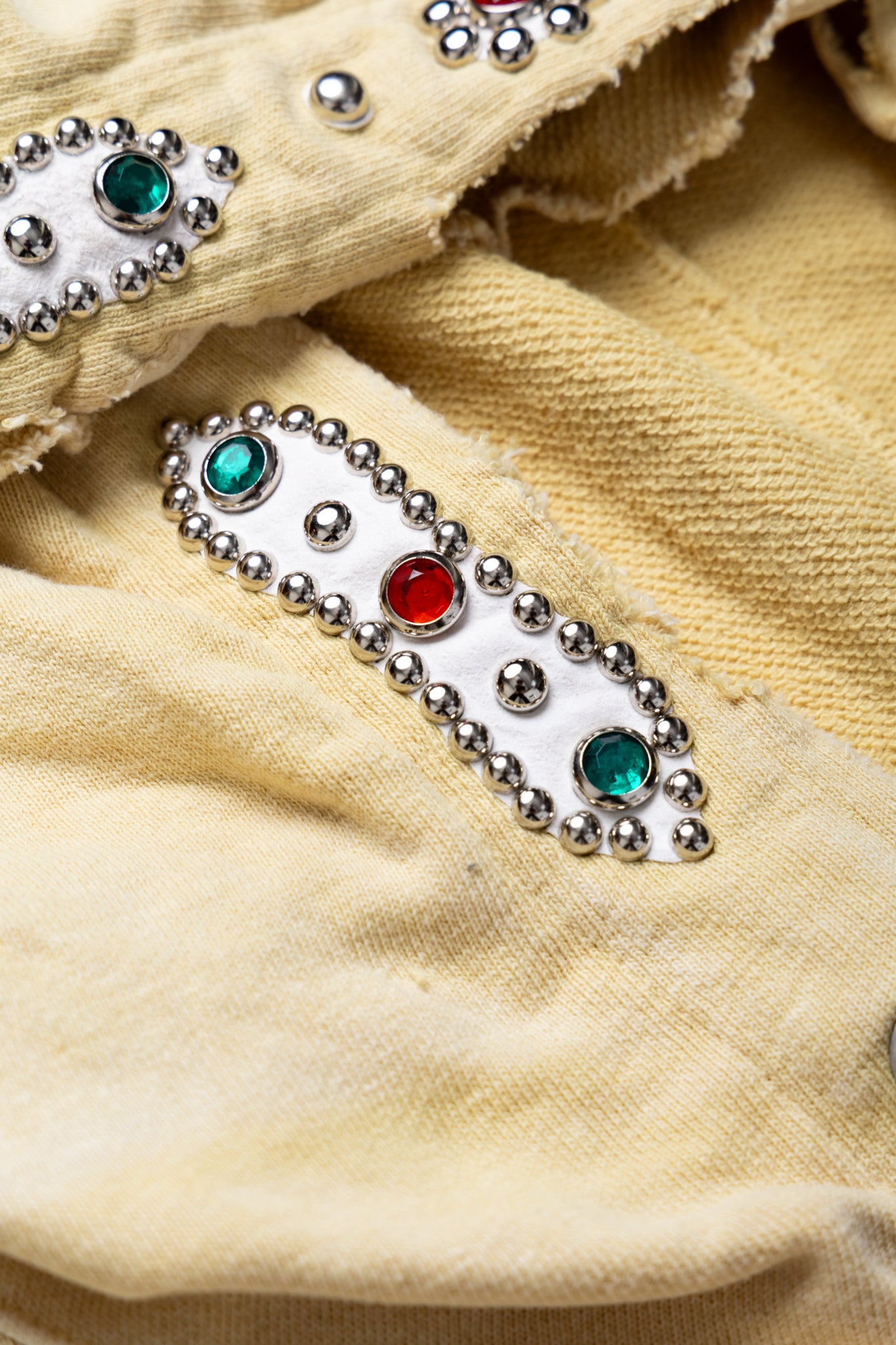 SWT Knit THRILLER Damaged DEVIL Hoodie Blouson (STUDS Remake) - Light Yellow