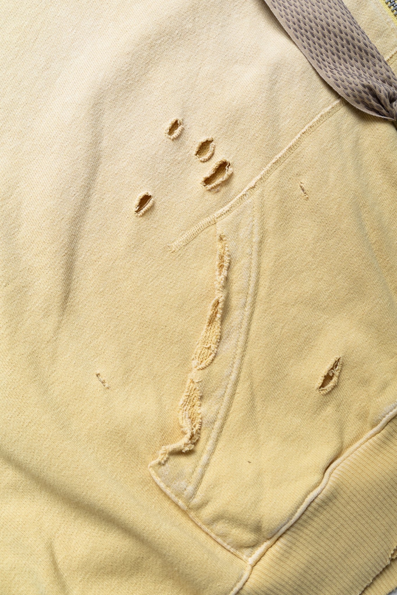 SWT Knit THRILLER Damaged DEVIL Hoodie Blouson (STUDS Remake) - Light Yellow