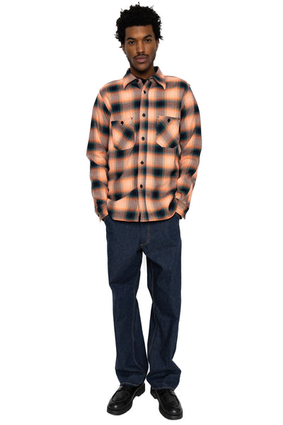 Indigo Rope Dyed Heavy Flannel Shirt - Pink