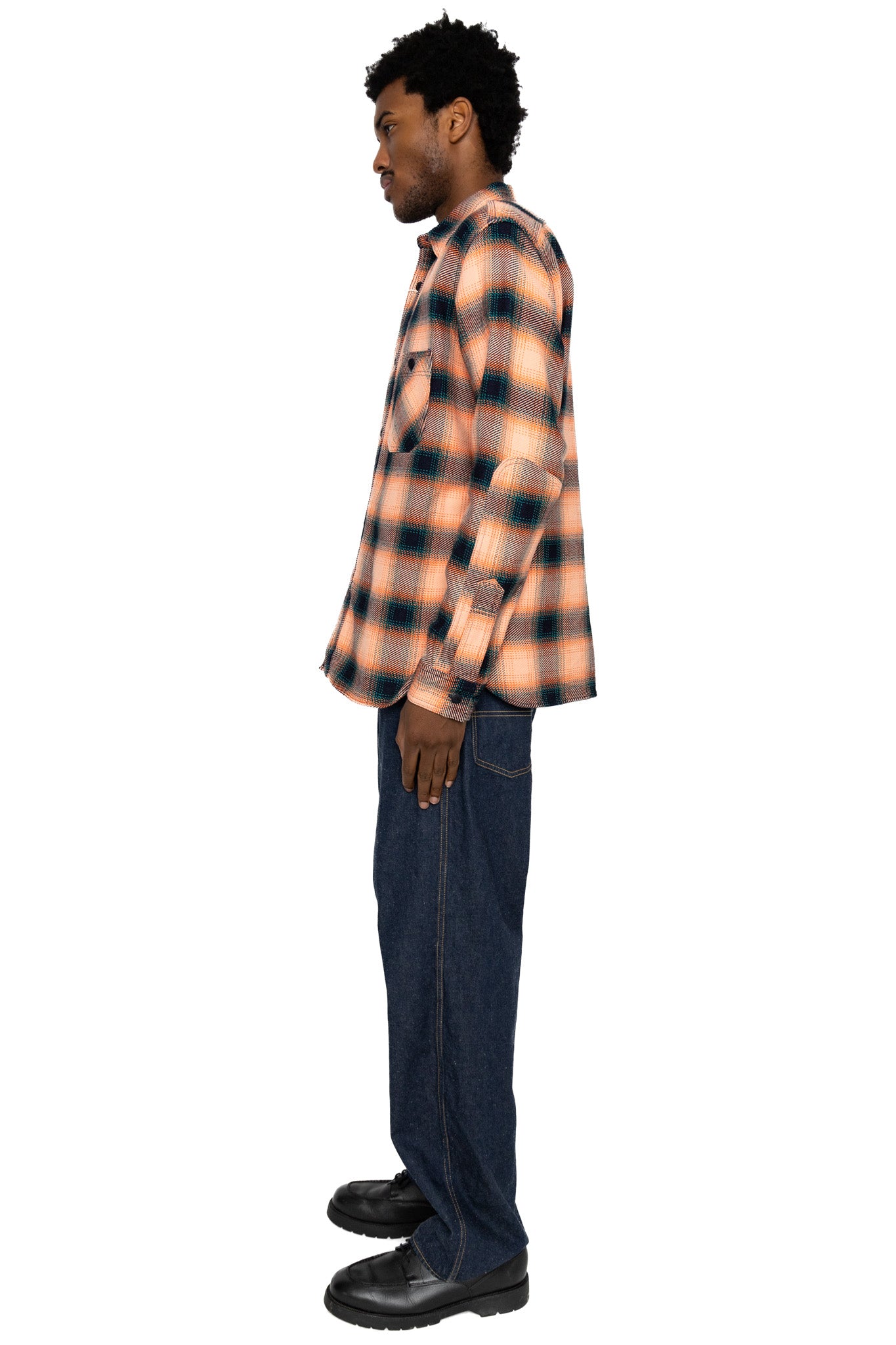 Indigo Rope Dyed Heavy Flannel Shirt - Pink