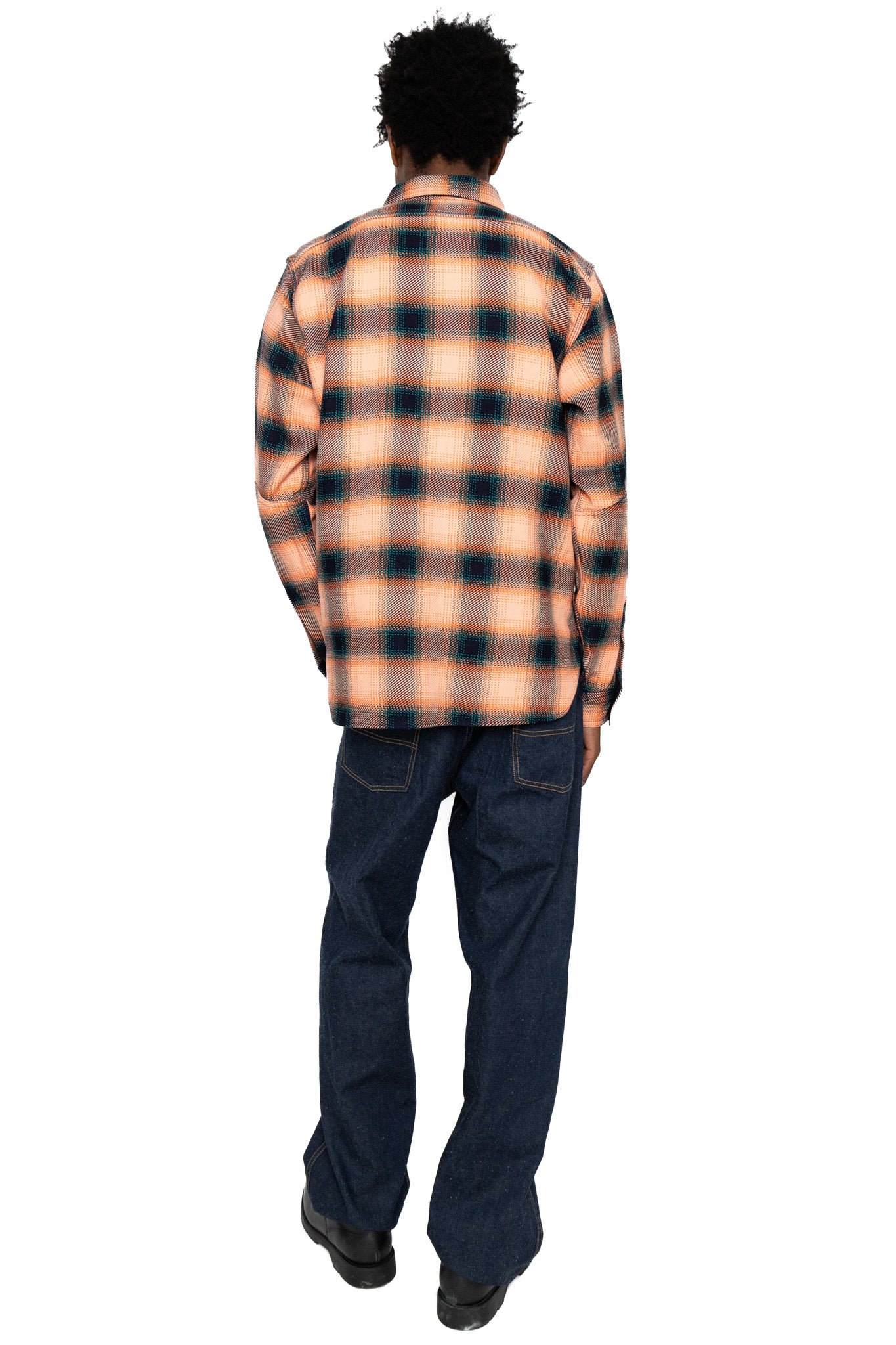 Indigo Rope Dyed Heavy Flannel Shirt - Pink