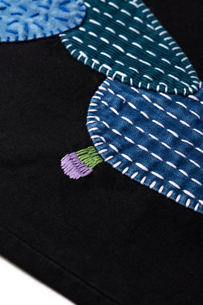 Chino High Waisted NIME Pants (CACTUS Embroidery) - Black