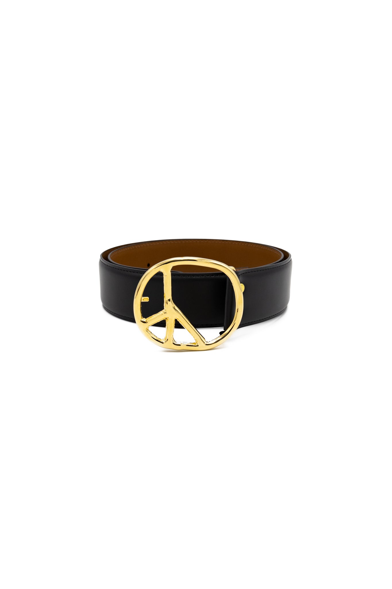 Peace Buckle Belt - Steer Leather - Black