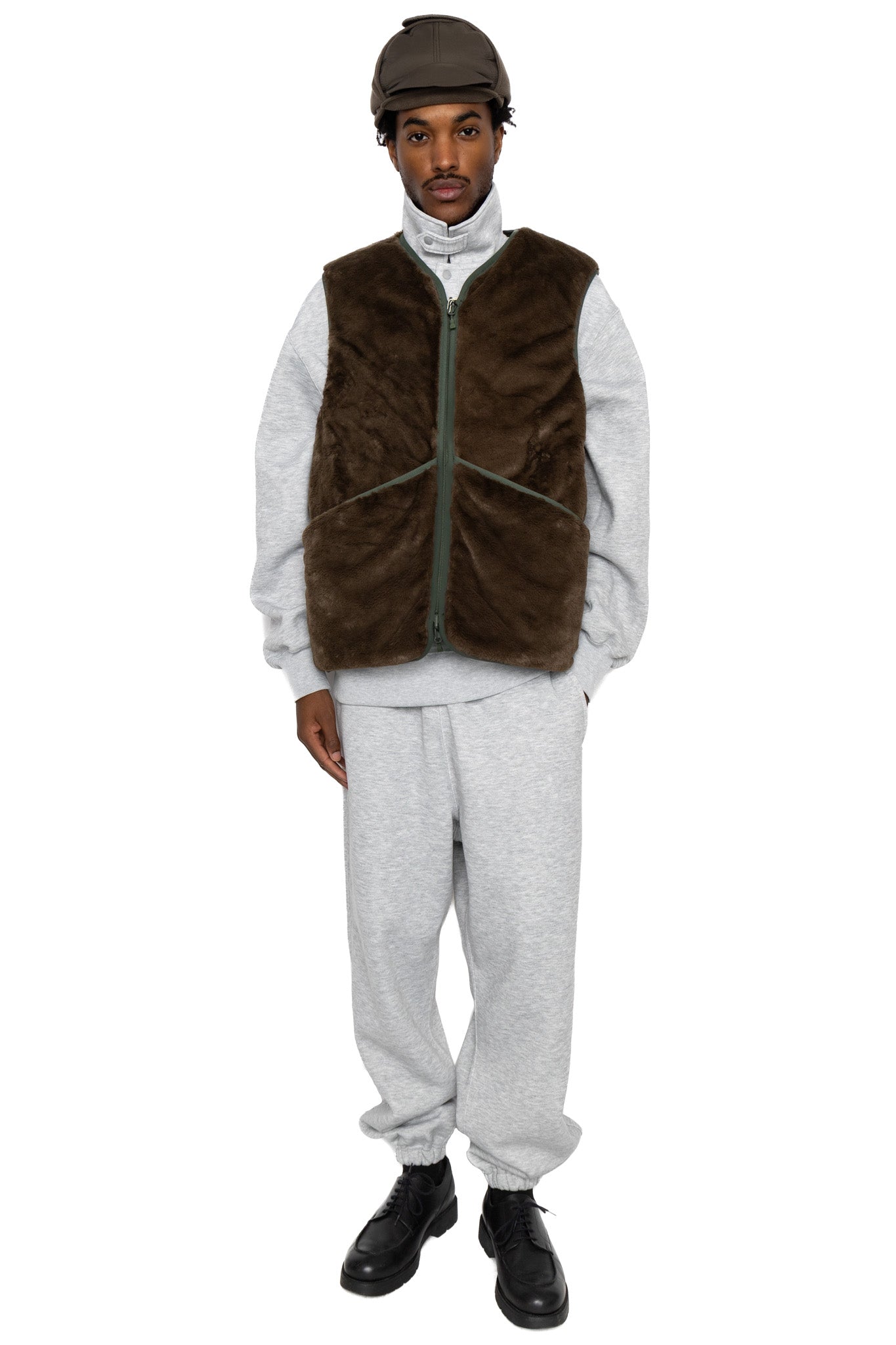 Tech Reversible British Hunter Fur Vest - Brown Khaki
