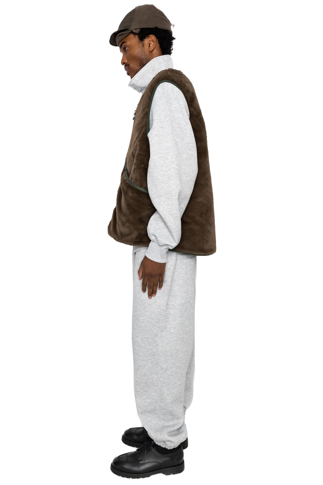 Tech Reversible British Hunter Fur Vest - Brown Khaki