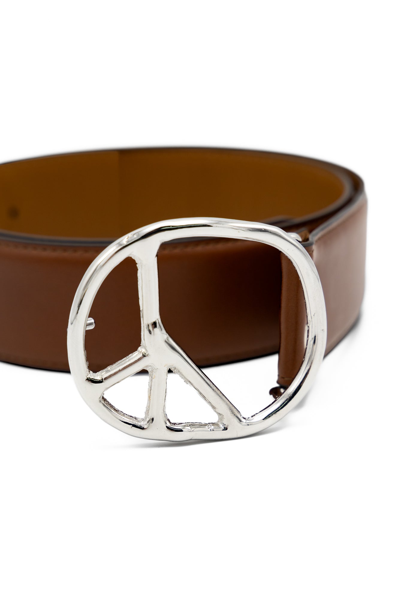Peace Buckle Belt - Steer Leather - Brown