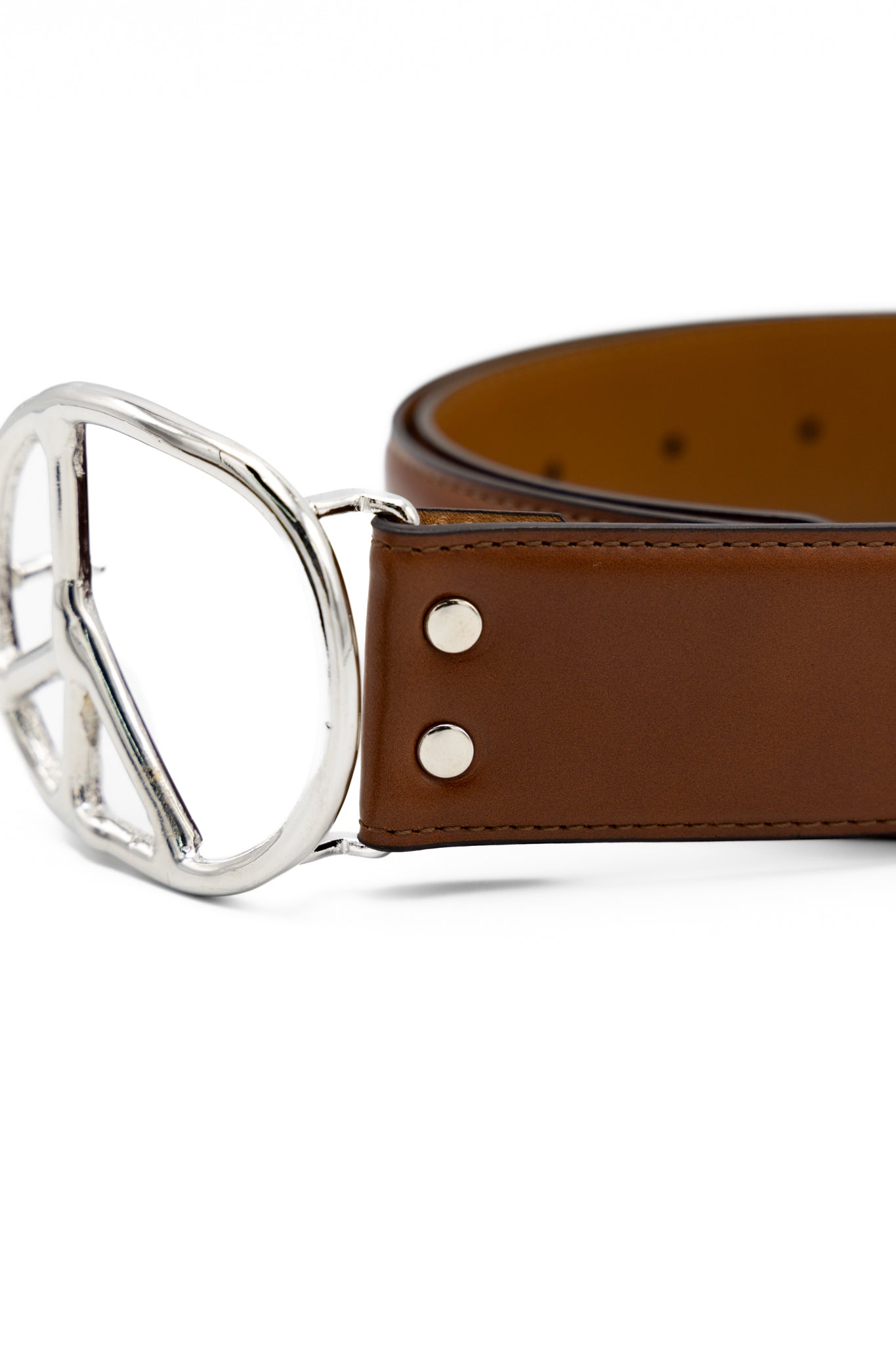 Peace Buckle Belt - Steer Leather - Brown