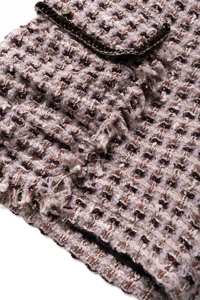 Fancy Tweed Cargo Short Pants - Pink