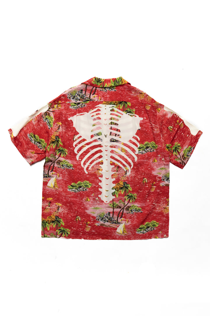 Kapital Rayon KAMEHAMEHA BONE Aloha Shirt - Red – BLUE IN