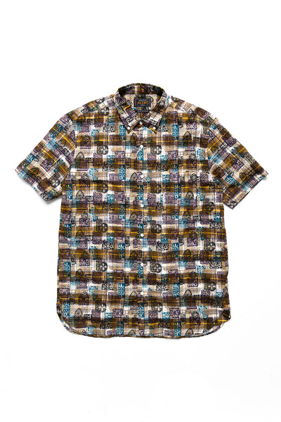 B.D. Short Sleeve Madras On Print - Yellow