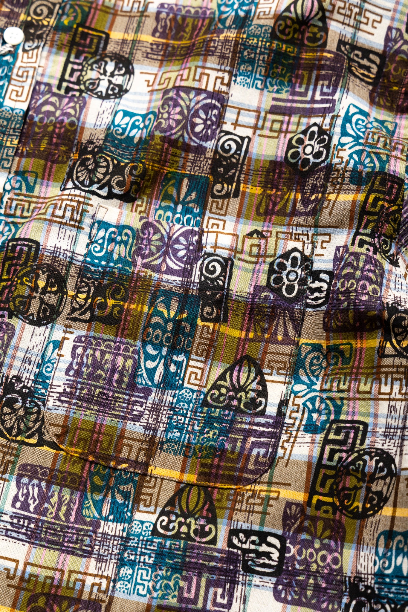 B.D. Short Sleeve Madras On Print - Yellow