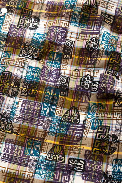 B.D. Short Sleeve Madras On Print - Yellow