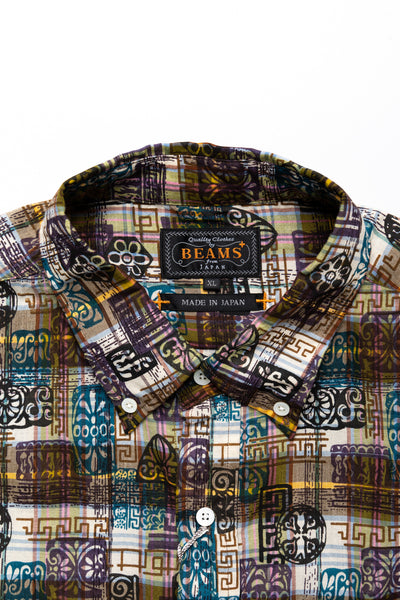 B.D. Short Sleeve Madras On Print - Yellow