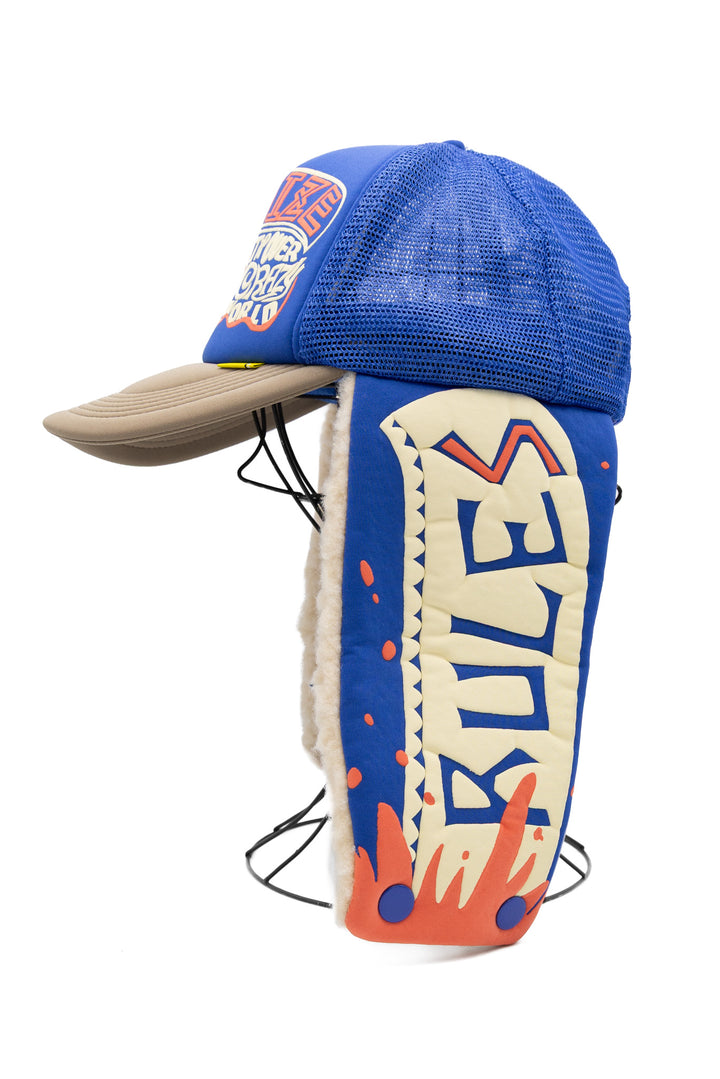 Kapital KAPSIZE RULE LUMBER Trucker Cap - Blue x Mocha – BLUE IN