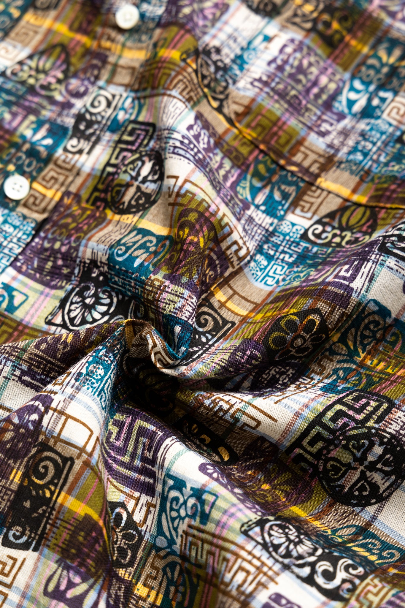 B.D. Short Sleeve Madras On Print - Yellow