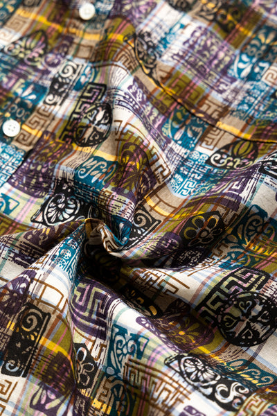 B.D. Short Sleeve Madras On Print - Yellow