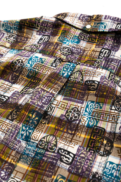 B.D. Short Sleeve Madras On Print - Yellow