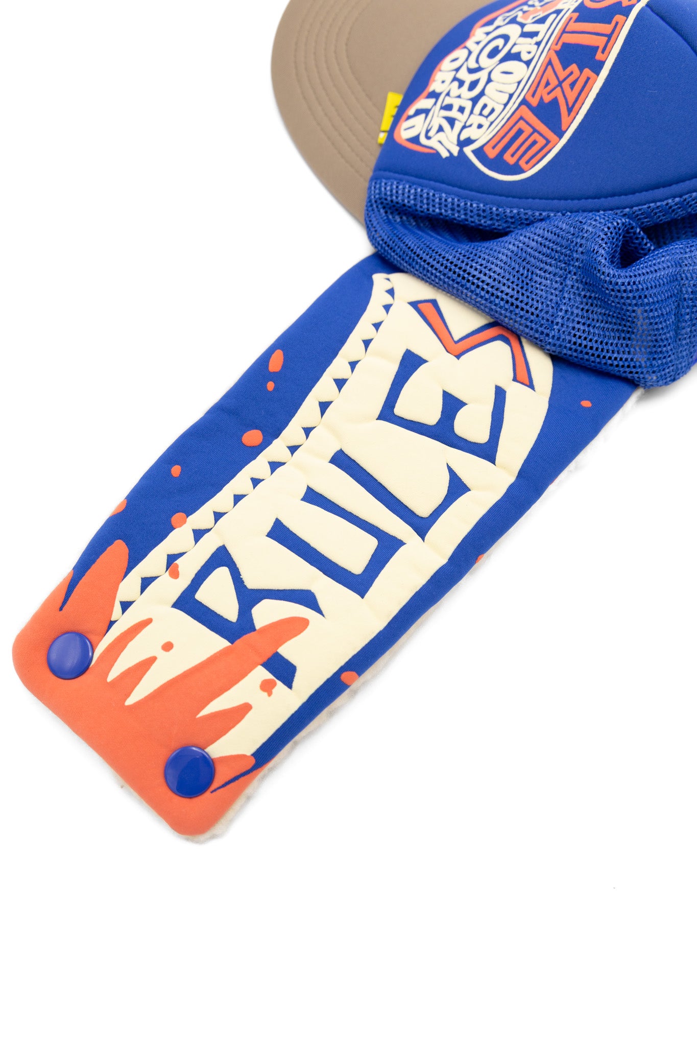 Kapital KAPSIZE RULE LUMBER Trucker Cap - Blue x Mocha – BLUE IN