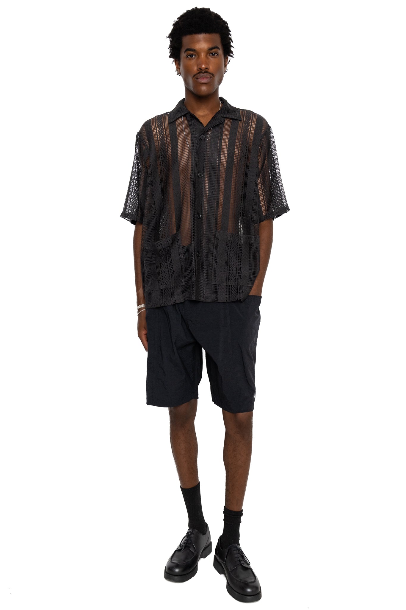 Cabana Shirt Poly Lace - Black