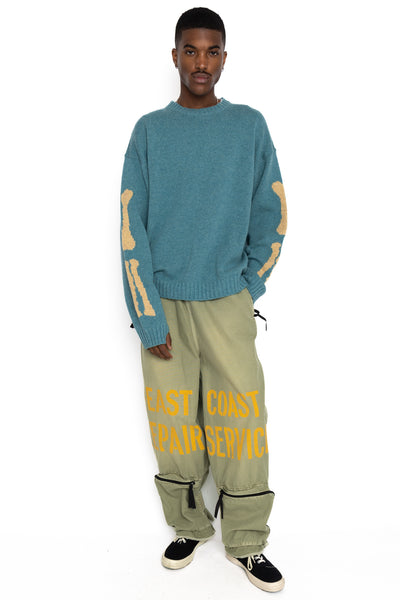 5G Wool BONE Crew Sweater - Sax
