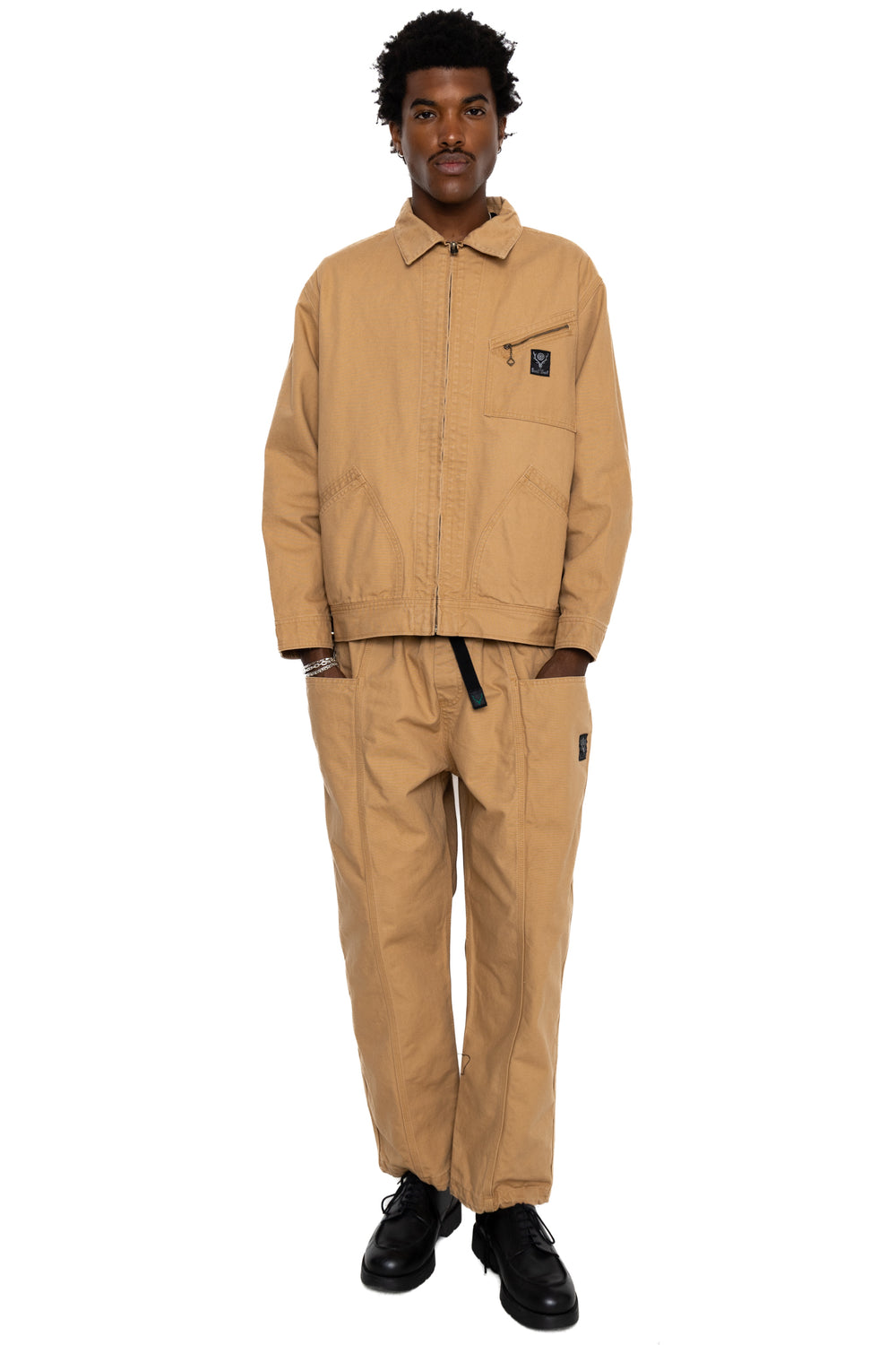 ENGINEERED GARMENTS ノーカラーブルゾン　XS ネイビー SHIPS Colors:〈手洗い可能〉メッシュ ノーカラー ジップ