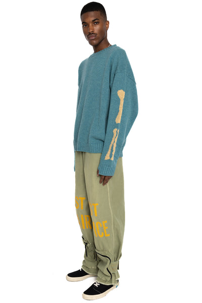 5G Wool BONE Crew Sweater - Sax
