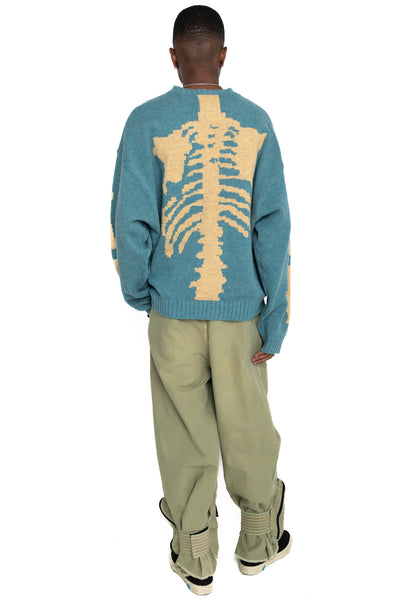 5G Wool BONE Crew Sweater - Sax