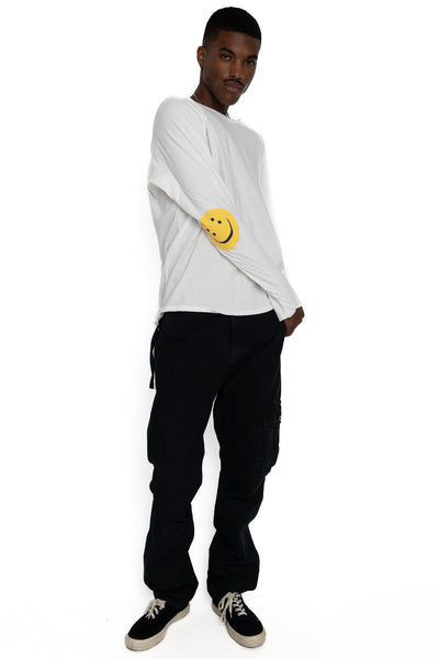 Jersey x Gauze Jersey CHEF Long Sleeve T (RAINBOWY PATCH) - White
