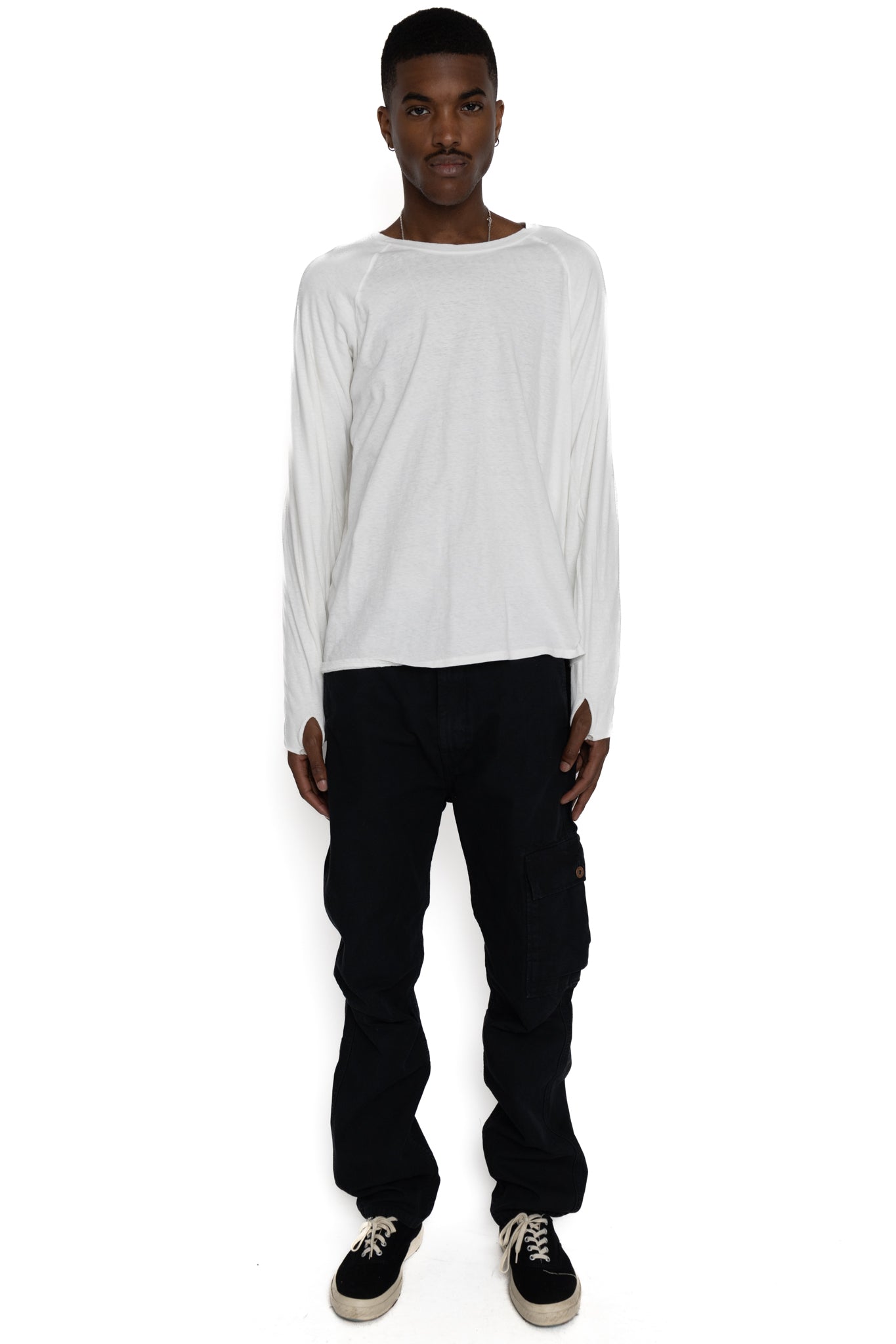 Jersey x Gauze Jersey CHEF Long Sleeve T (RAINBOWY PATCH) - White