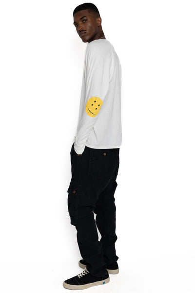 Jersey x Gauze Jersey CHEF Long Sleeve T (RAINBOWY PATCH) - White