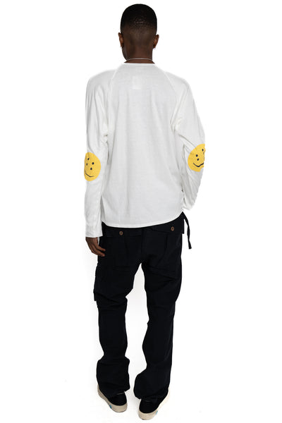 Jersey x Gauze Jersey CHEF Long Sleeve T (RAINBOWY PATCH) - White