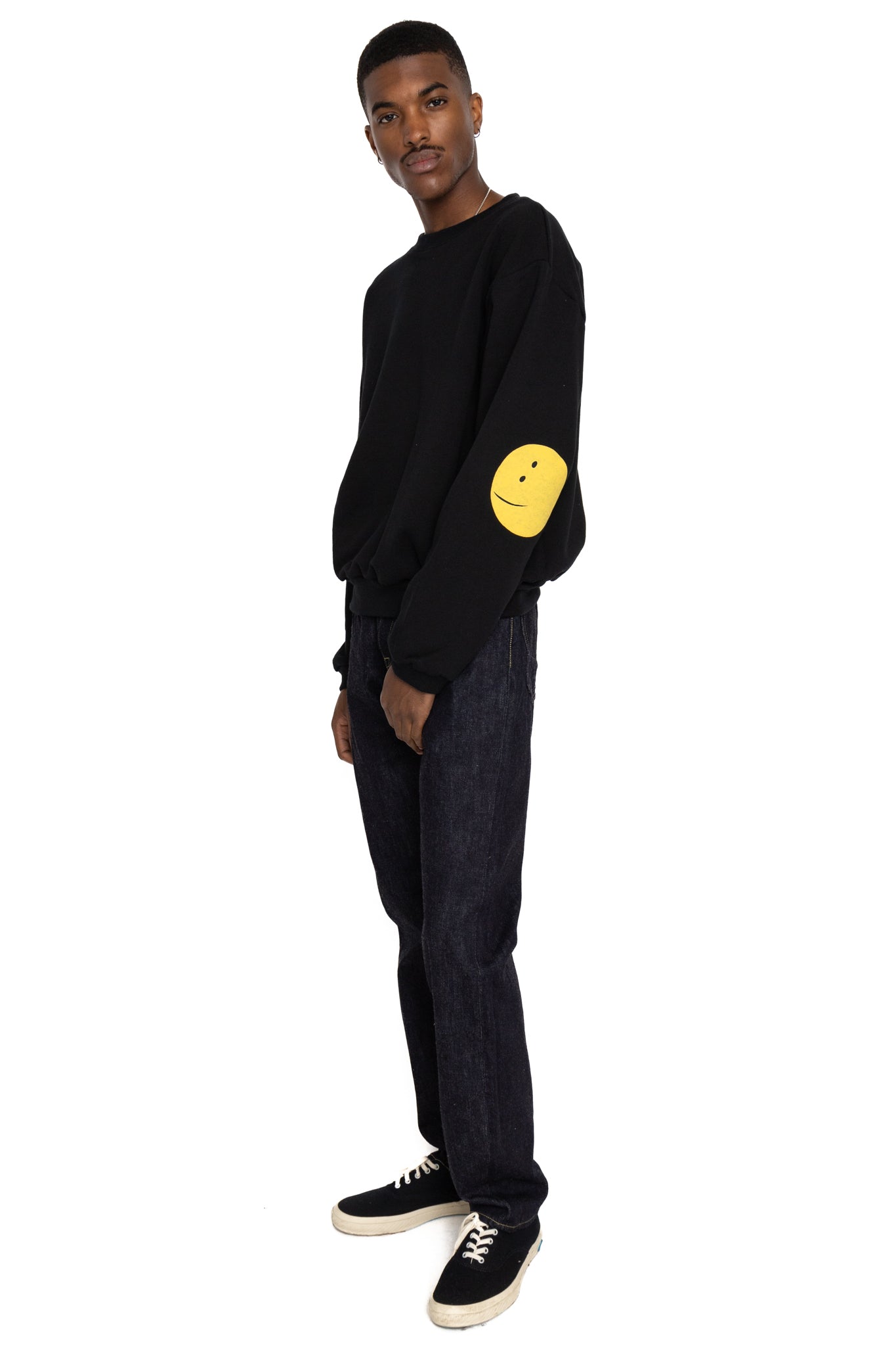 ECO SWT Knit Crew SWT (RAINBOWY Patch) - Black