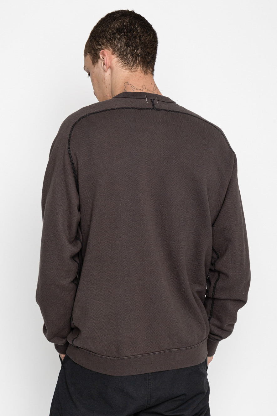 Herringbone Pile Raglan Crewneck - Antique Black